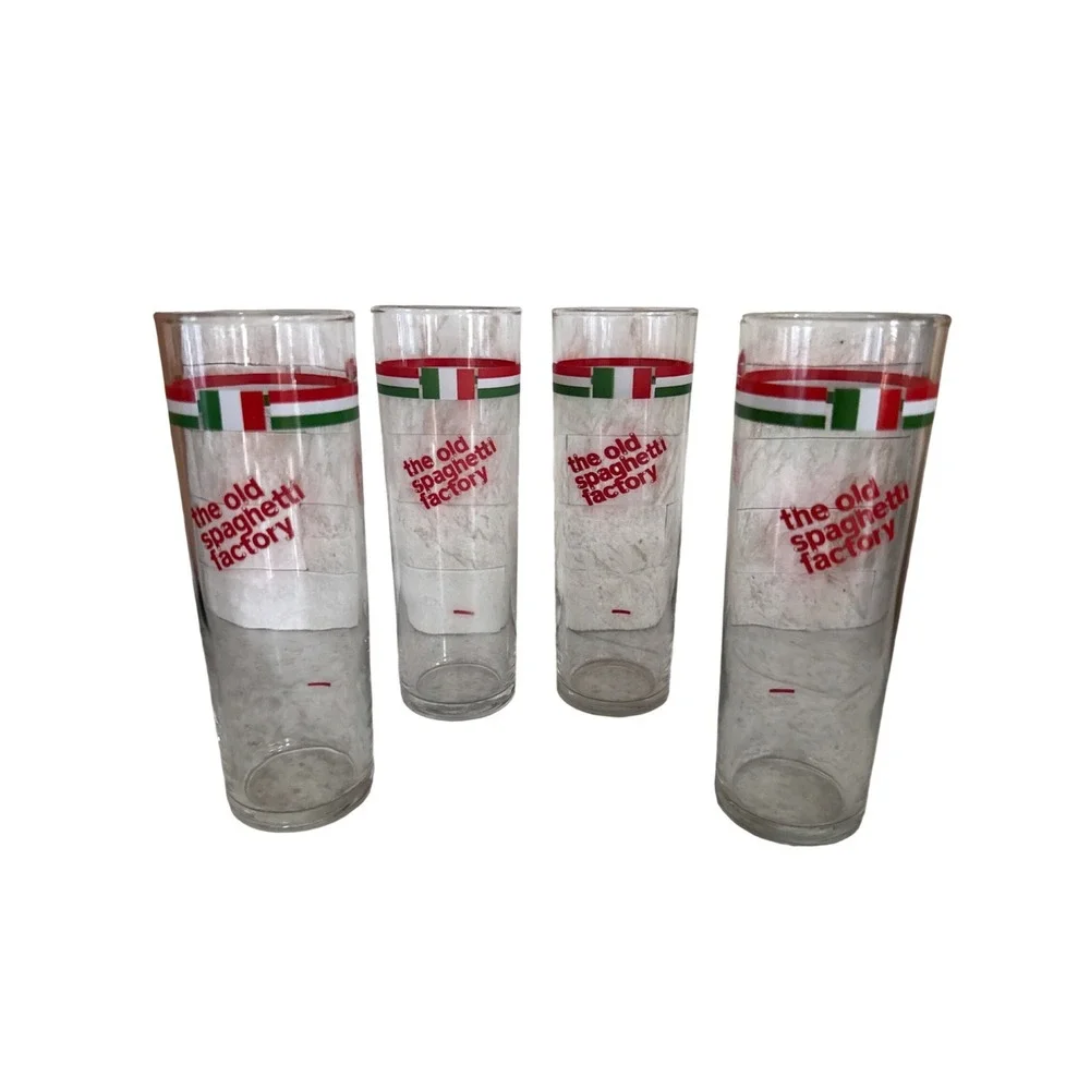 Old Spaghetti‎ Factory Glasses Set 4 Italian Stripe Tumblers 12 Oz 7